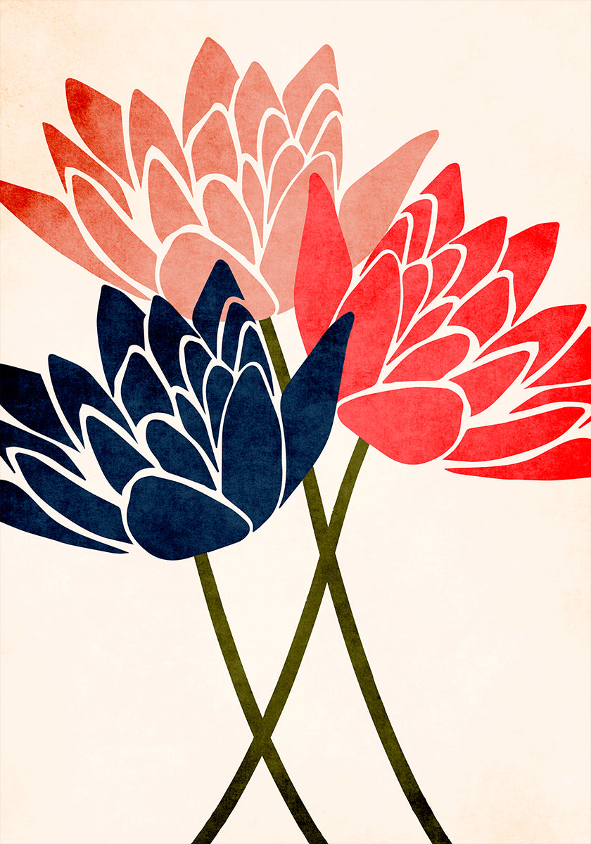 Três flores dançantes
