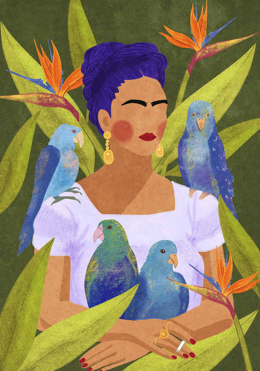 Póster Frida e pássaros