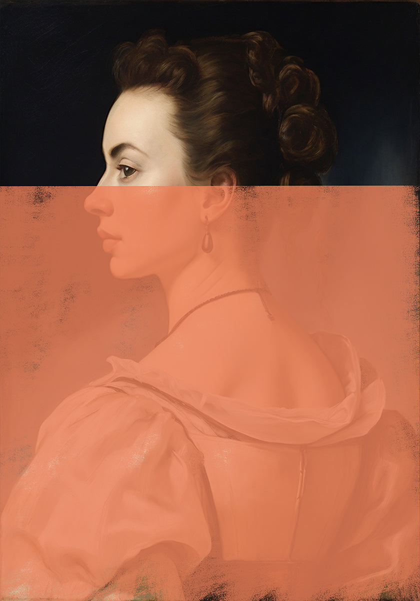 Retrato alterado de mulher laranja arte moderna
