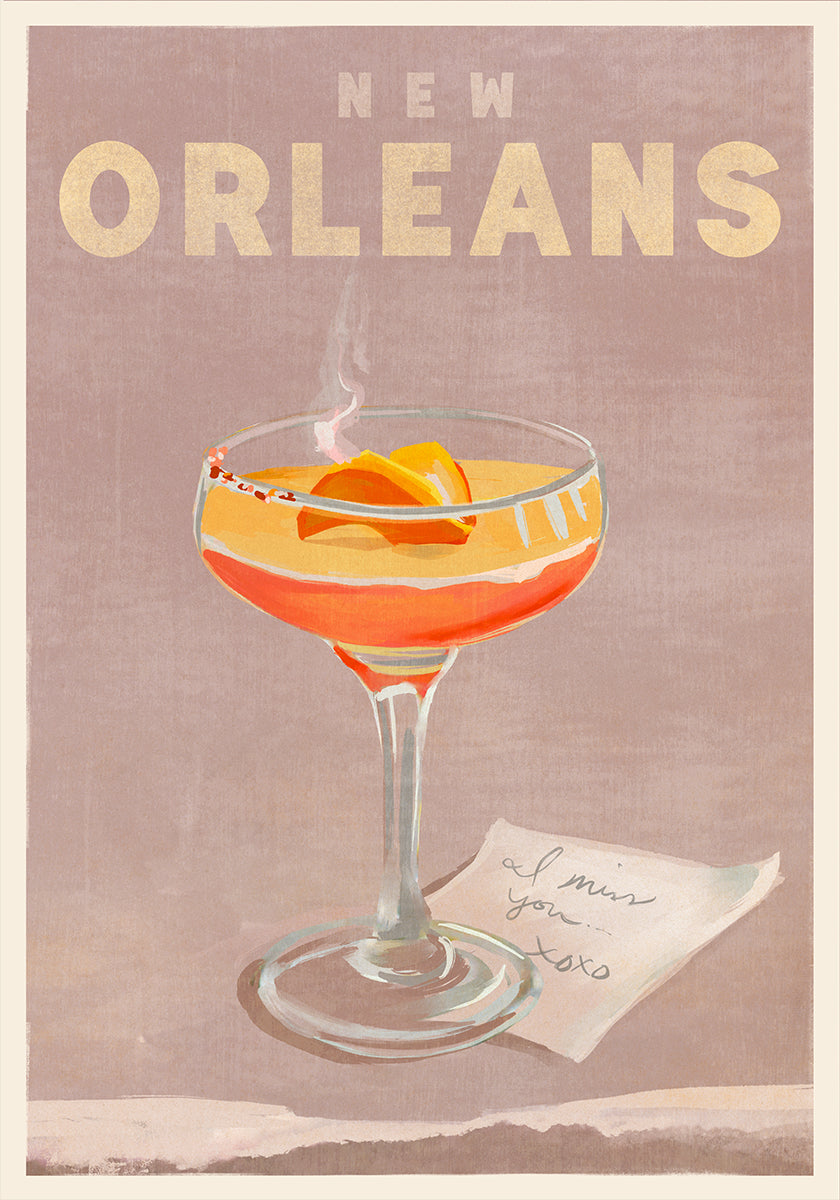 Póster de viagem de coquetel de Nova Orleans