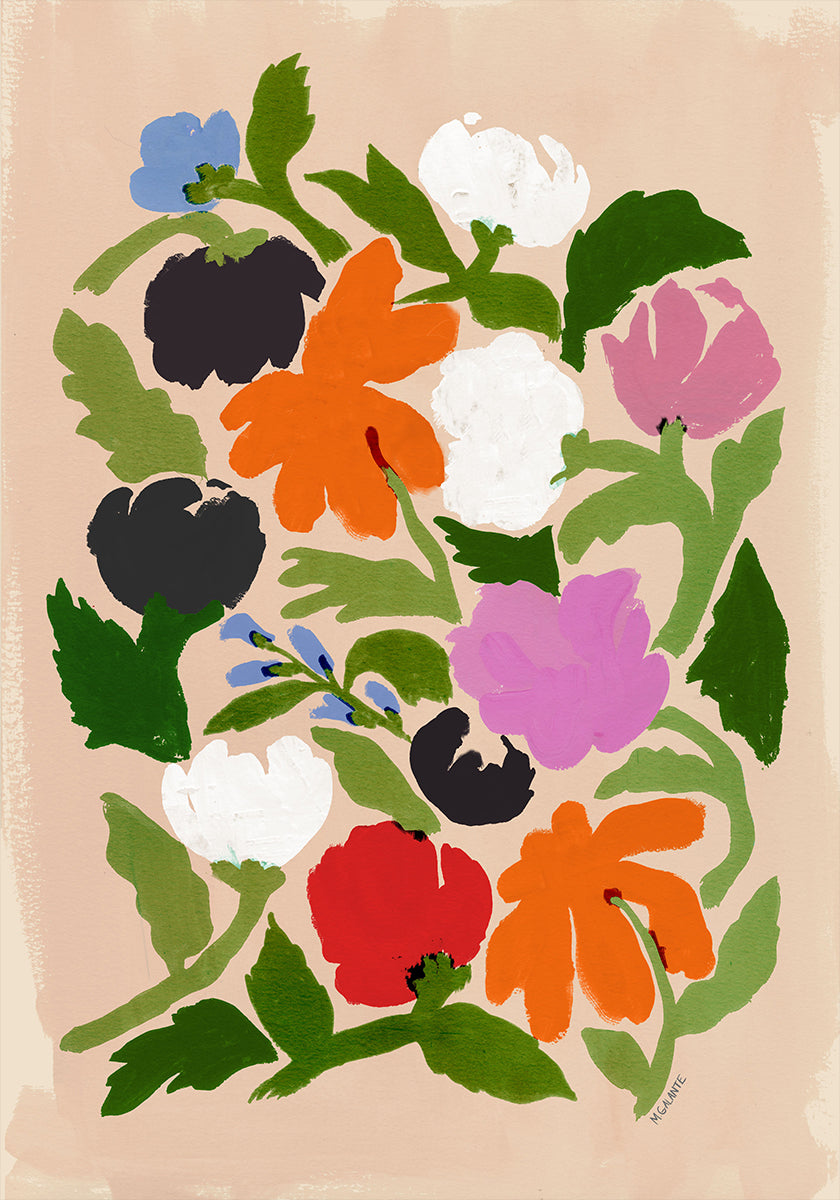 Póster Flores abstratas florais vibrantes