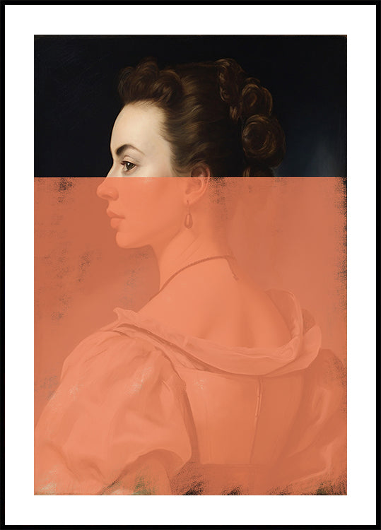 Retrato alterado de mulher laranja arte moderna