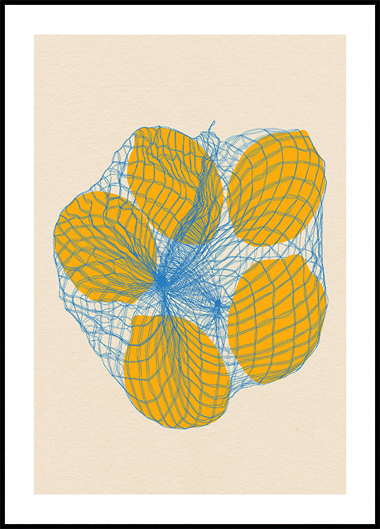 Póster Cinco limões em um saco de rede