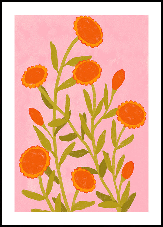 Poster Flores Laranja Vibrantes
