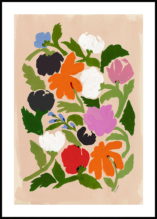 Póster Flores abstratas florais vibrantes