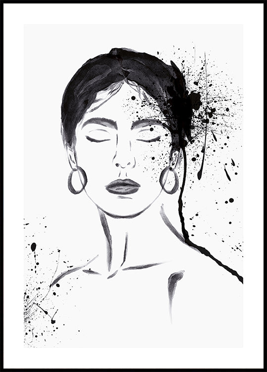 Póster Retrato de tinta feminina