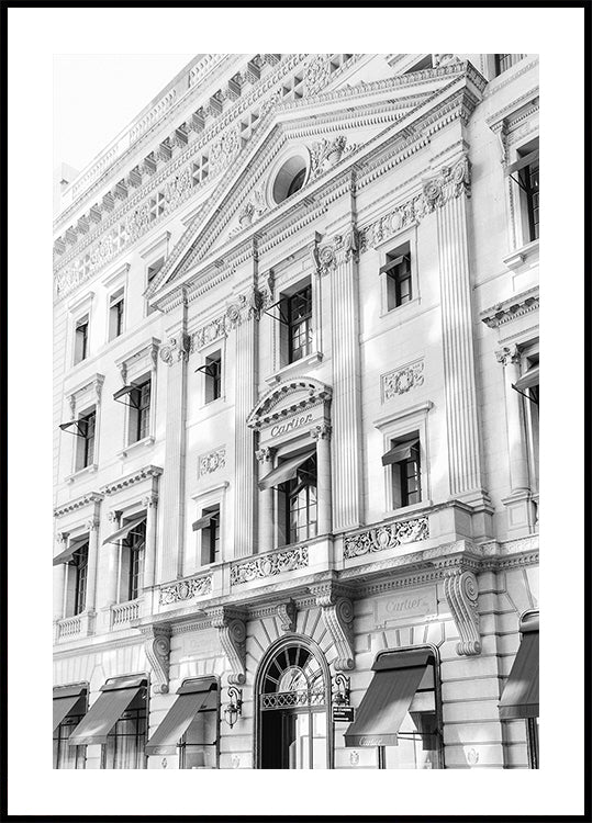 Pôster Cartier New York Boutique preto e branco