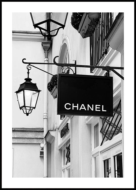Pôster Chanel Paris preto e branco