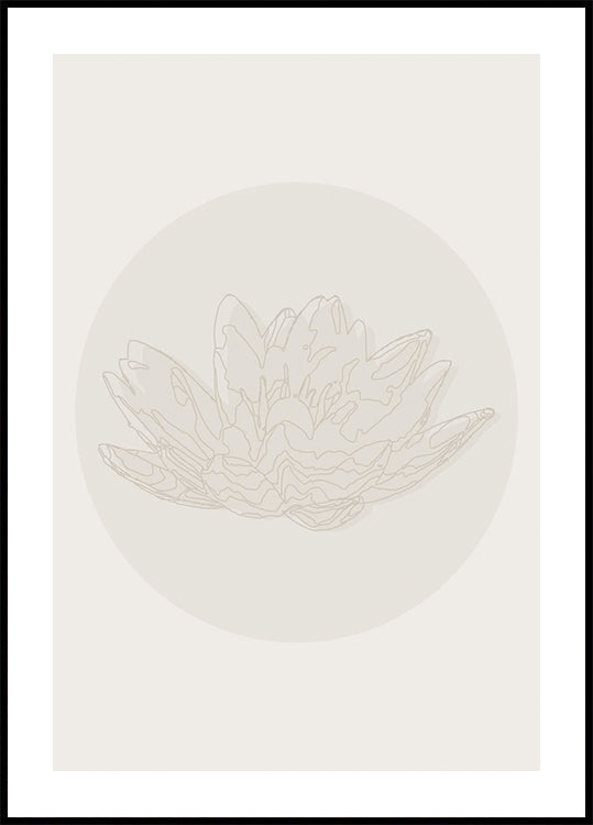 Pôster Serenidade de Lotus, linha botânica de arte