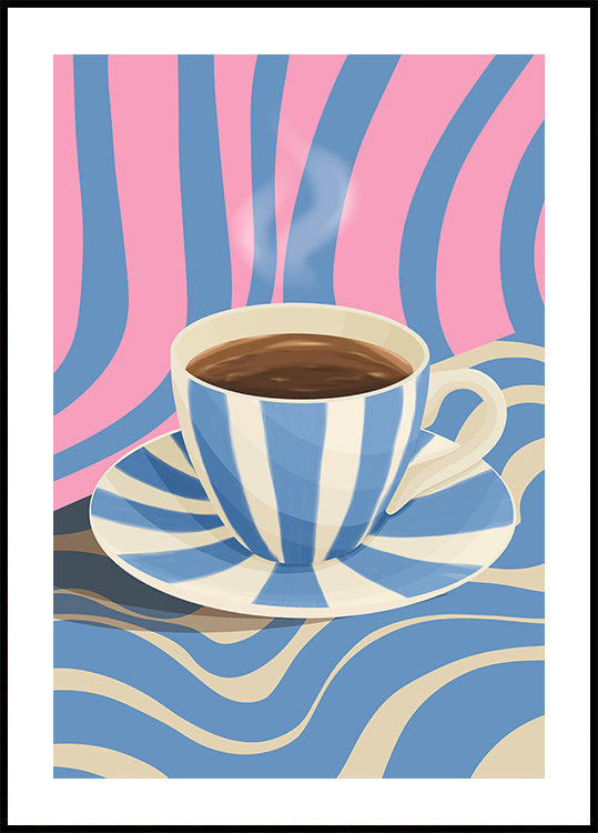 Póster de xícara de café listrada