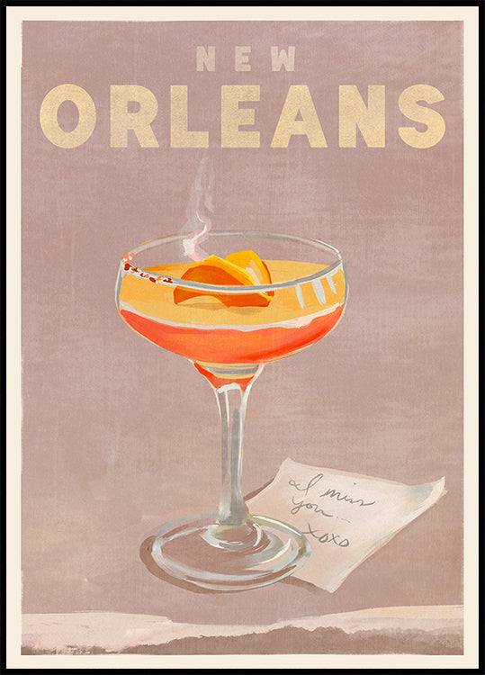 Póster de viagem de coquetel de Nova Orleans