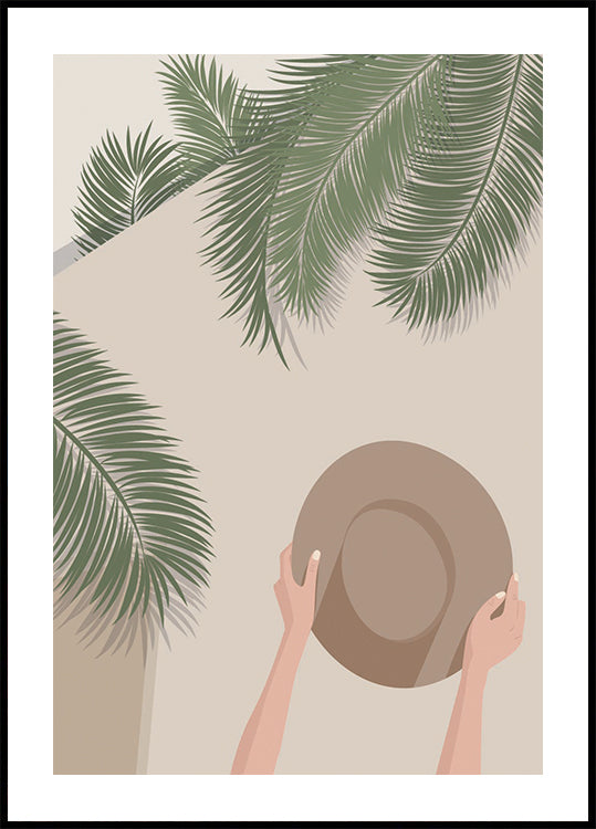 Poster Aproveite o Momento 1, Palmeiras Tropicais e Chapéu de Verão