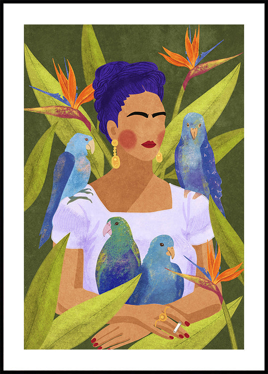 Póster Frida e pássaros