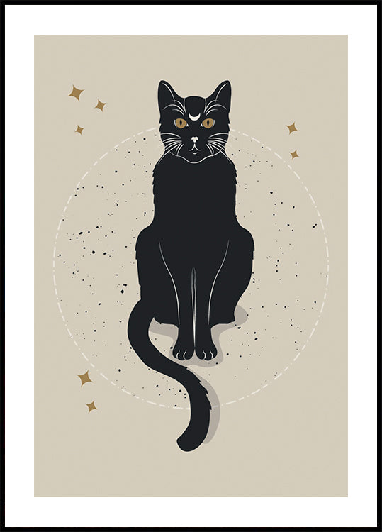 Pôster Gato da Lua, Gato Preto Místico