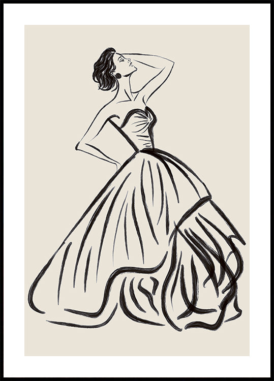 Póster Esboço de Mulher Elegante