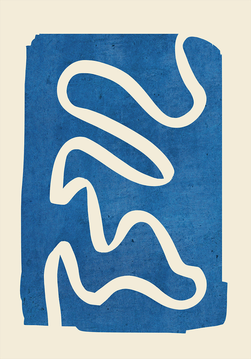 Póster Azul Mínimo Abstrato Geométrico