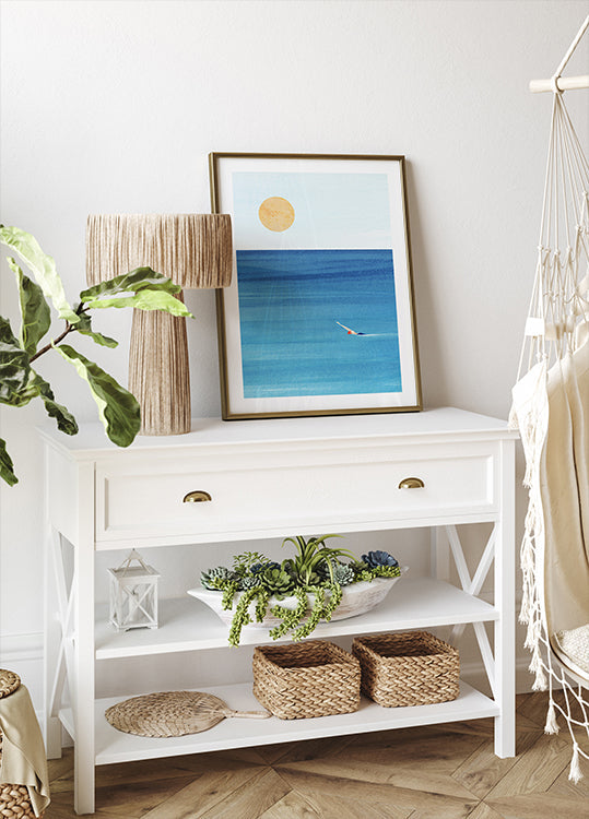 Póster de natação no mar