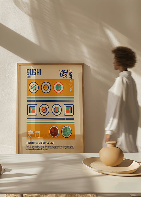 Pôster de impressão de comida japonesa de sushi