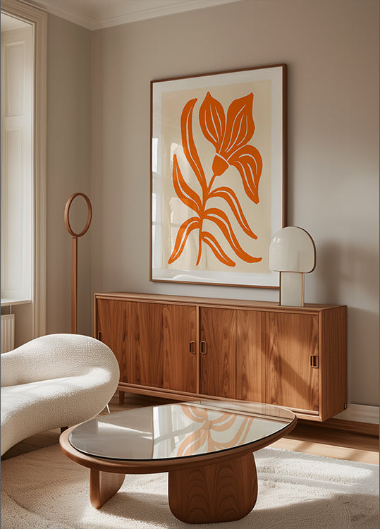 Pôster Tulipa Estilizada Laranja Abstrata