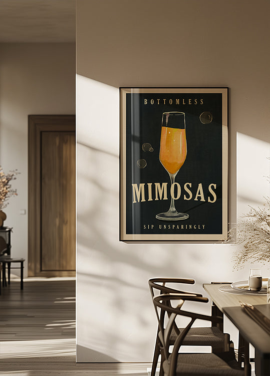Poster Arte do bar de cocktails Art Deco Bottomless Mimosas
