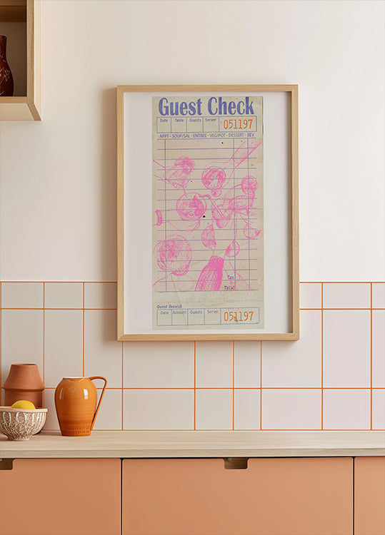 Pôster Cheers Guest Check Pink
