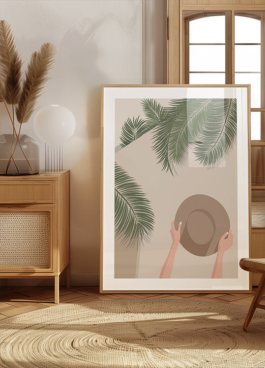 Poster Aproveite o Momento 1, Palmeiras Tropicais e Chapéu de Verão