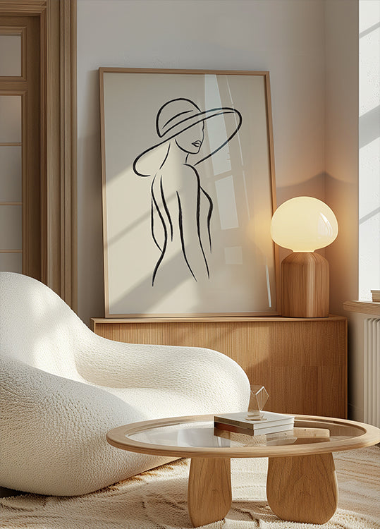 Póster Elegante com Contorno de Mulher