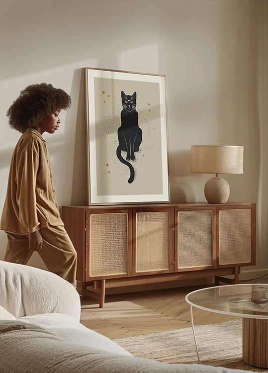 Pôster Gato da Lua, Gato Preto Místico