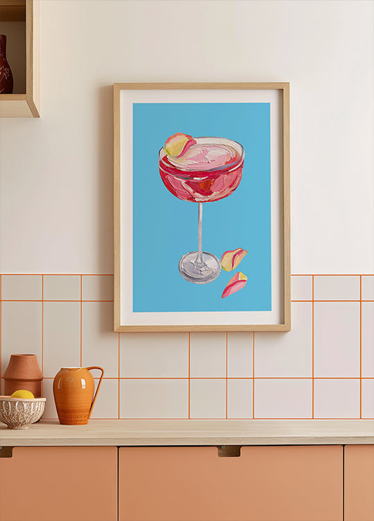 Póster Cocktail Espumante de Gin Rosa