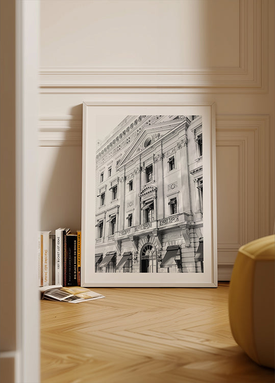 Pôster Cartier New York Boutique preto e branco