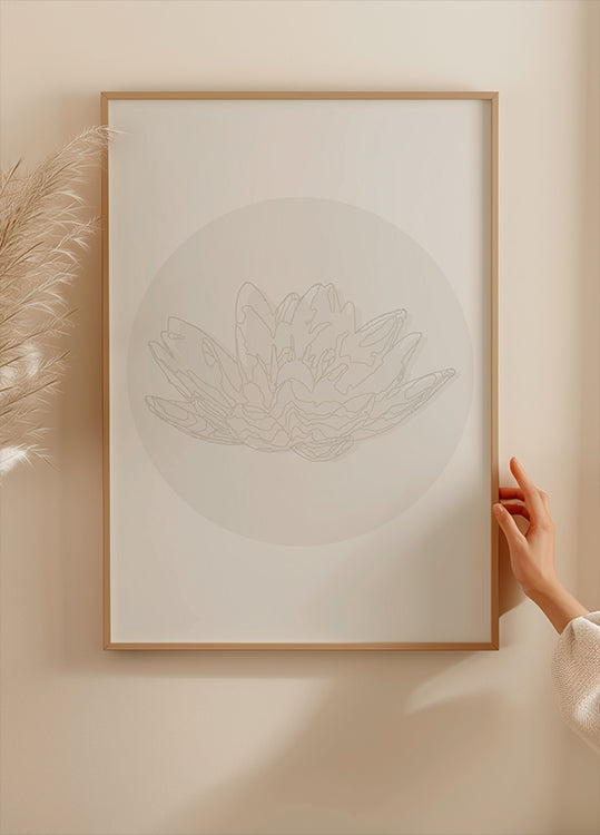 Pôster Serenidade de Lotus, linha botânica de arte