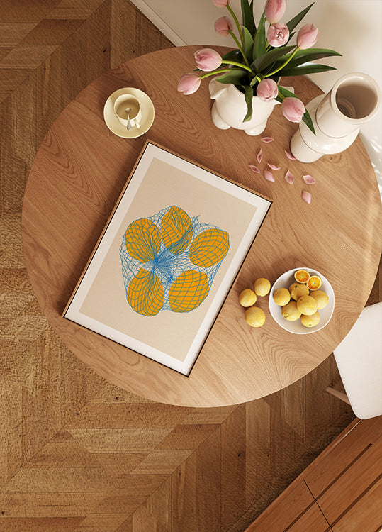 Póster Cinco limões em um saco de rede