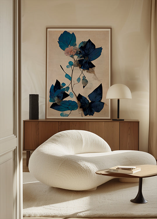 Póster Flores Secas Azuis