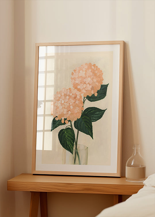 Hortênsias de coral em um vaso