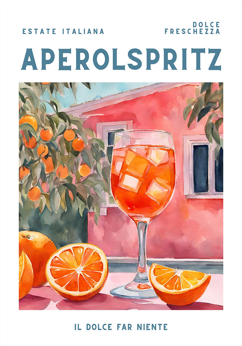 Aperol Spritz, Aquarell, Pôster Fresco