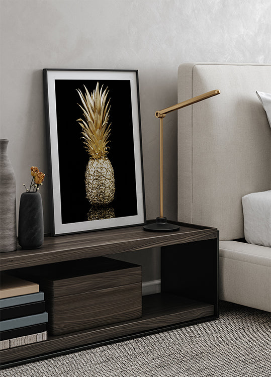 Golden Pineapple Plakat - Posterbox.dk