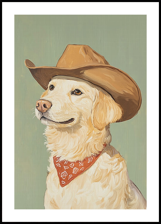 Cowboy Golden Retriever Plakat - Posterbox
