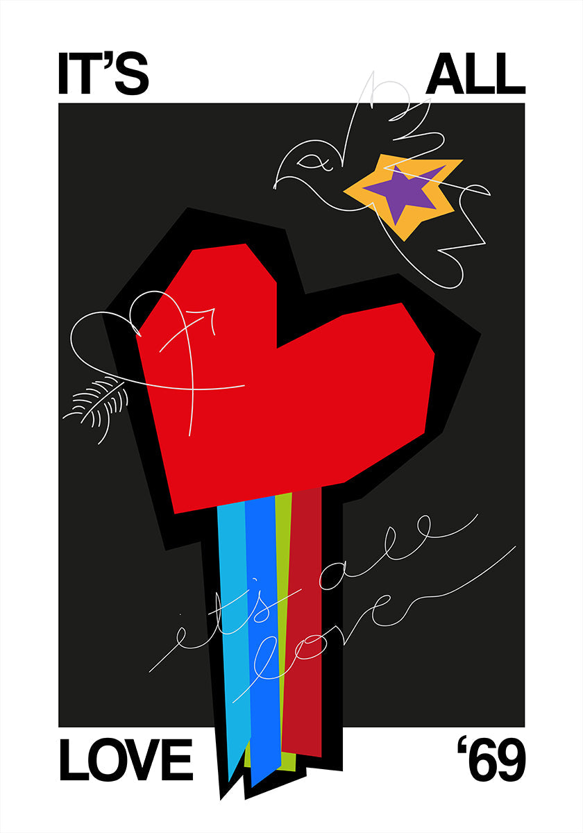 It's All Love Heart Grey Plakat