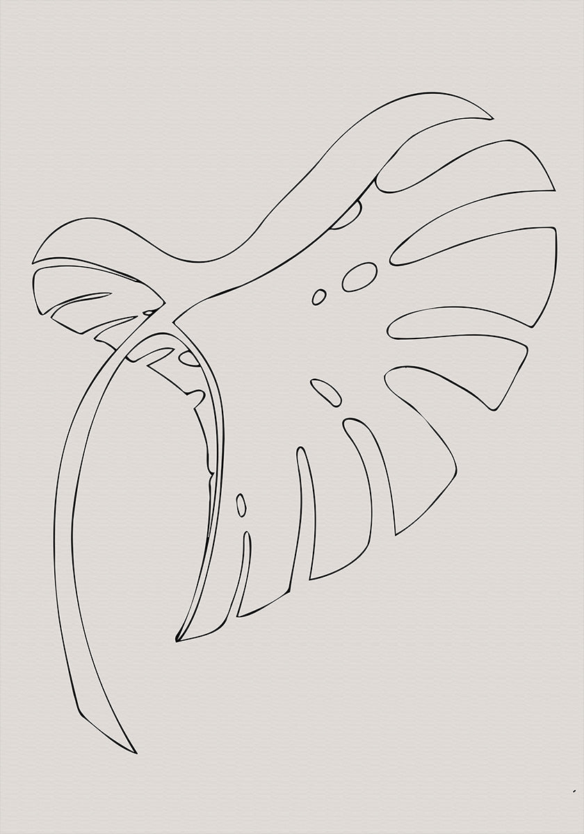 Pôster Monstera bege dobrado