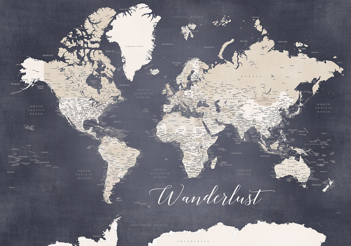 Mapa mundial Wanderlust Glyn (NOVO)