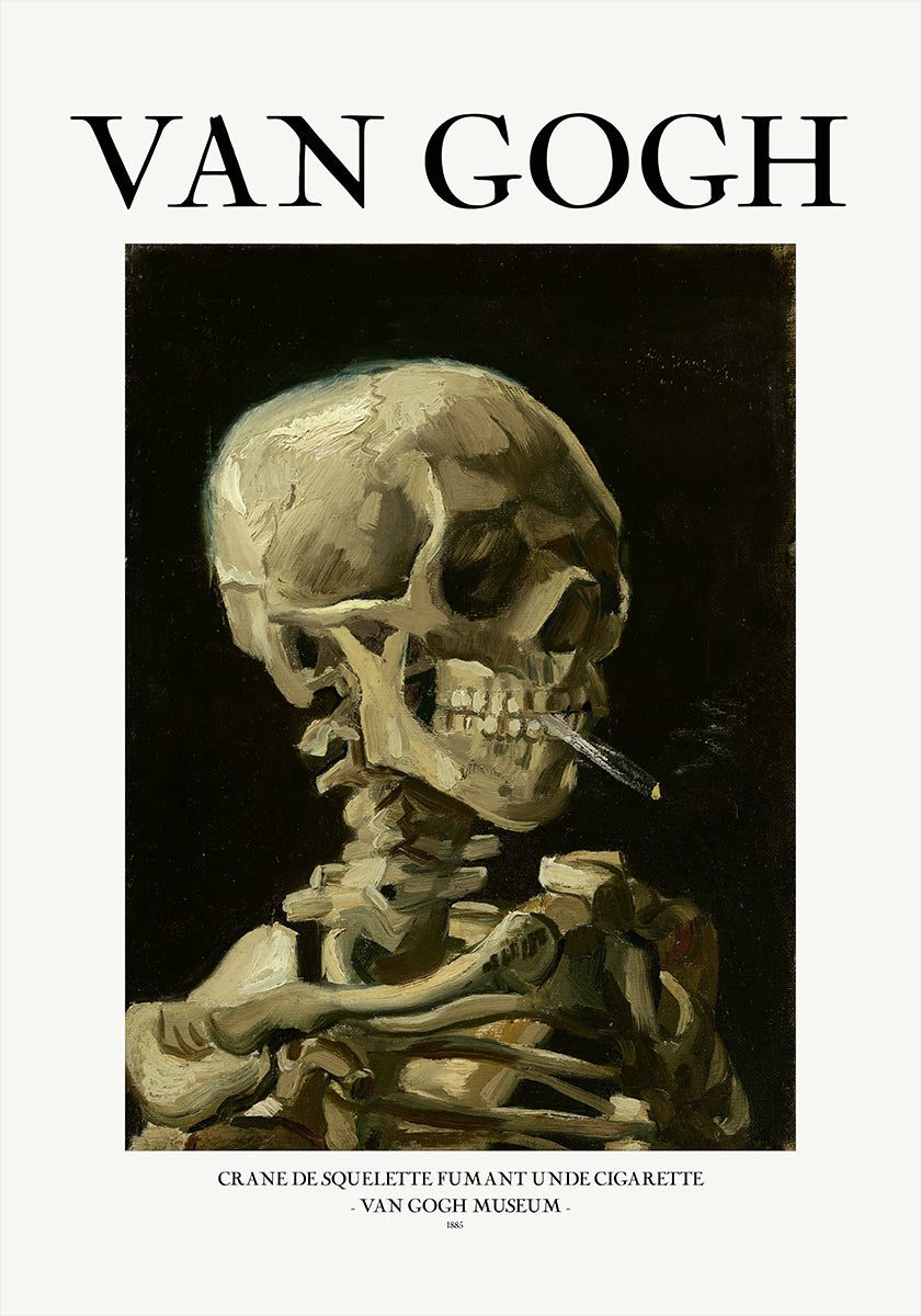 Póster Cabeça de um esqueleto com um cigarro aceso