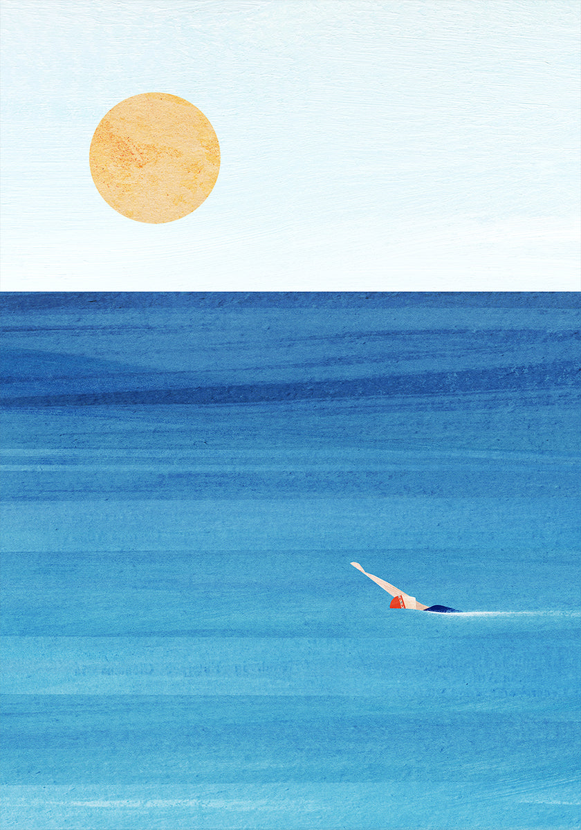 Póster de natação no mar