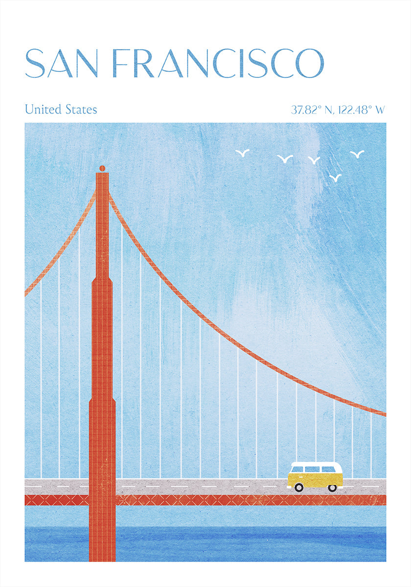 Póster São Francisco, Golden Gate Bridge