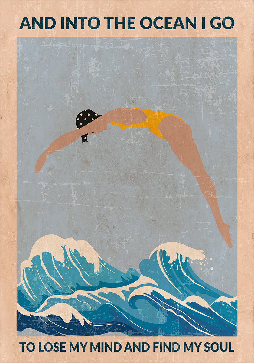 Arte de parede padrão Into the Ocean (azul)