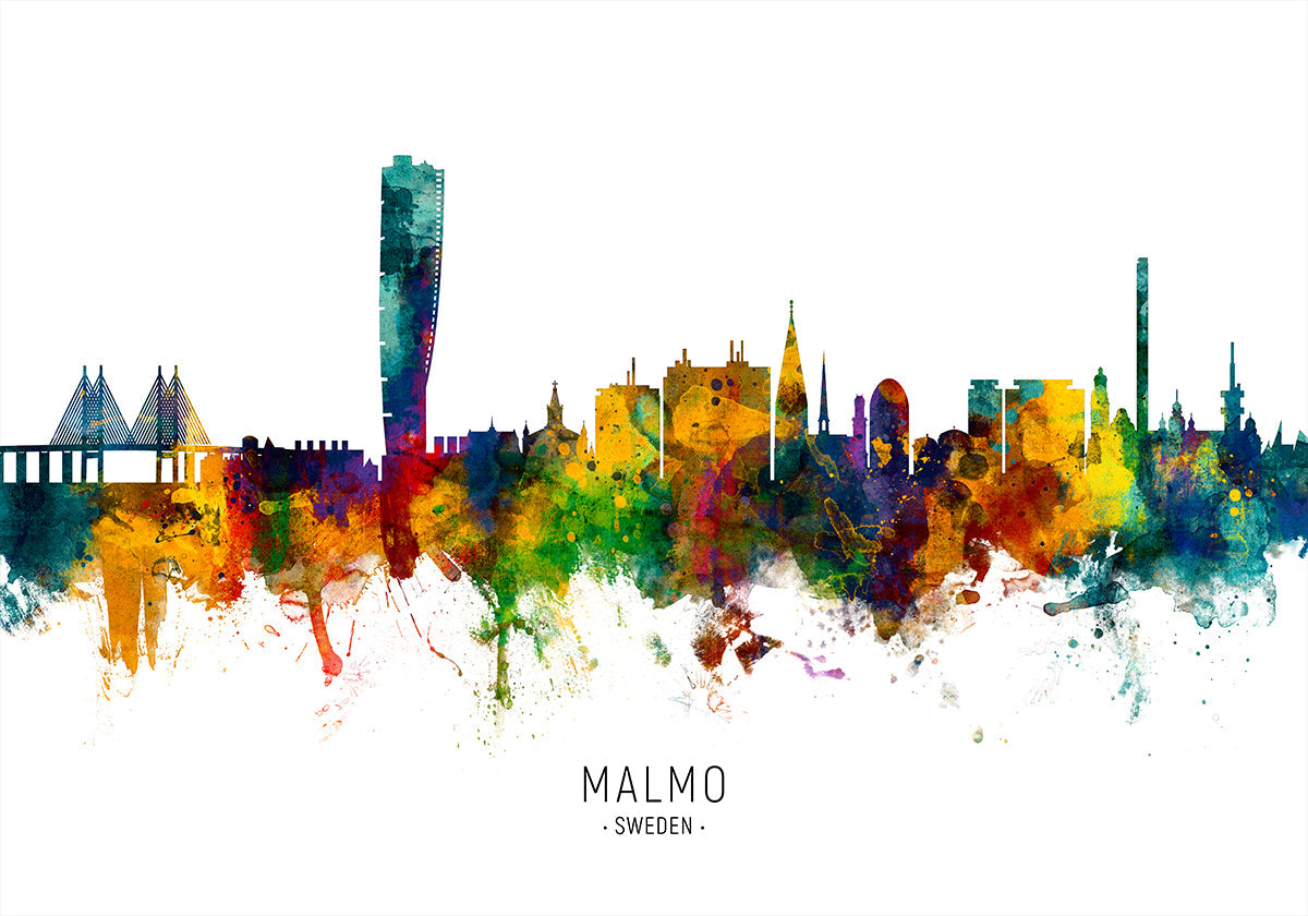 Póster Skyline da Suécia de Malmo