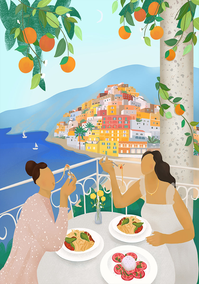 Póster Meninas em Positano