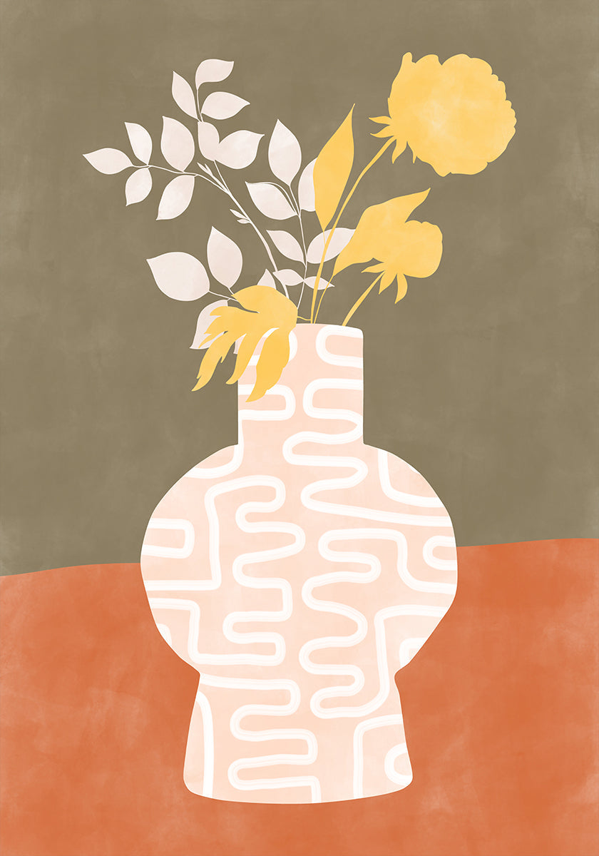 Póster Vaso estilizado com padrões brancos