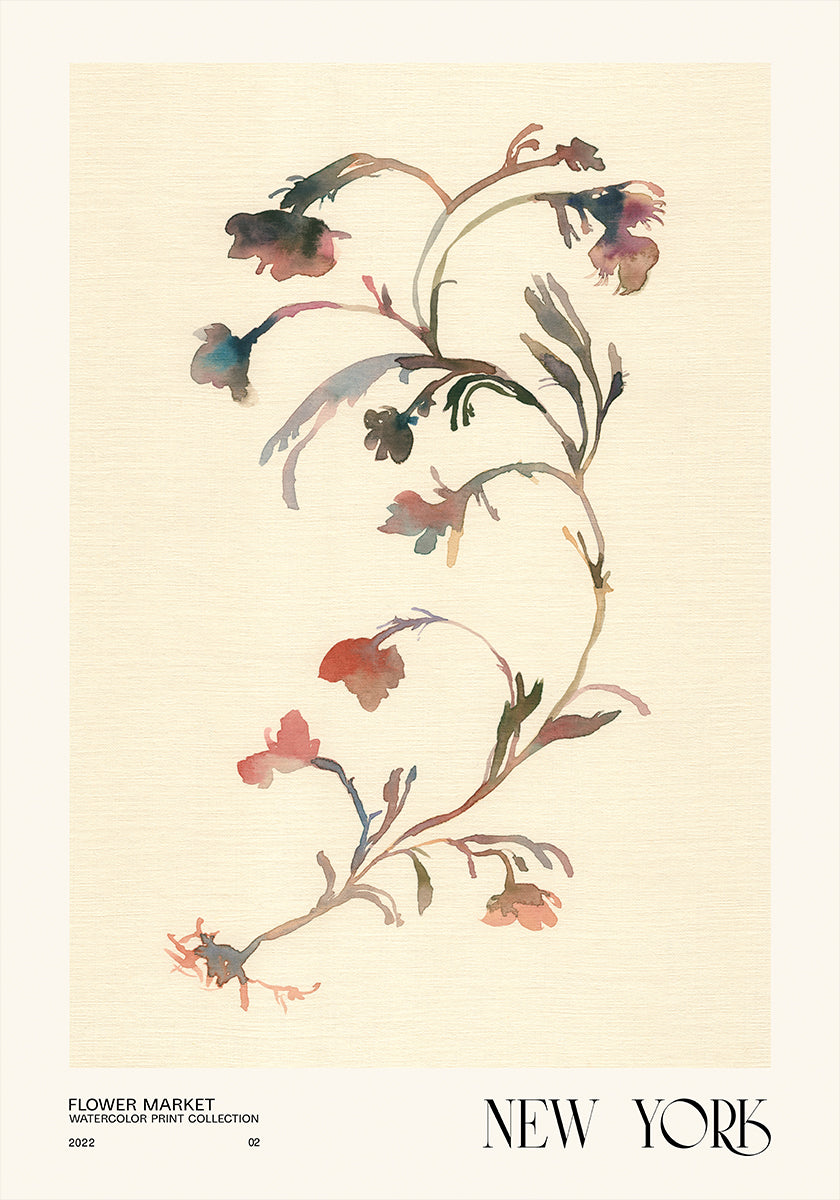 Coleção de estampas em aquarela. Mercado de flores - Nova York