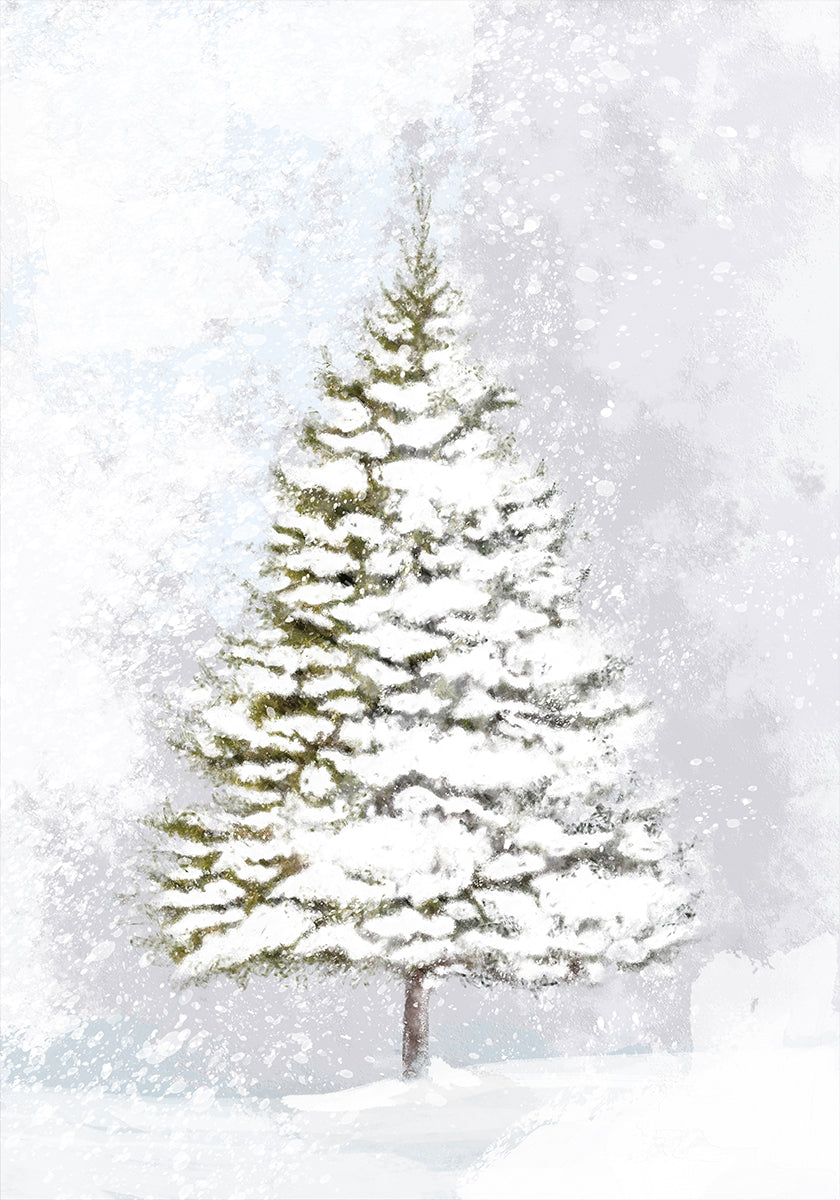 Póster Lone fir in the snow