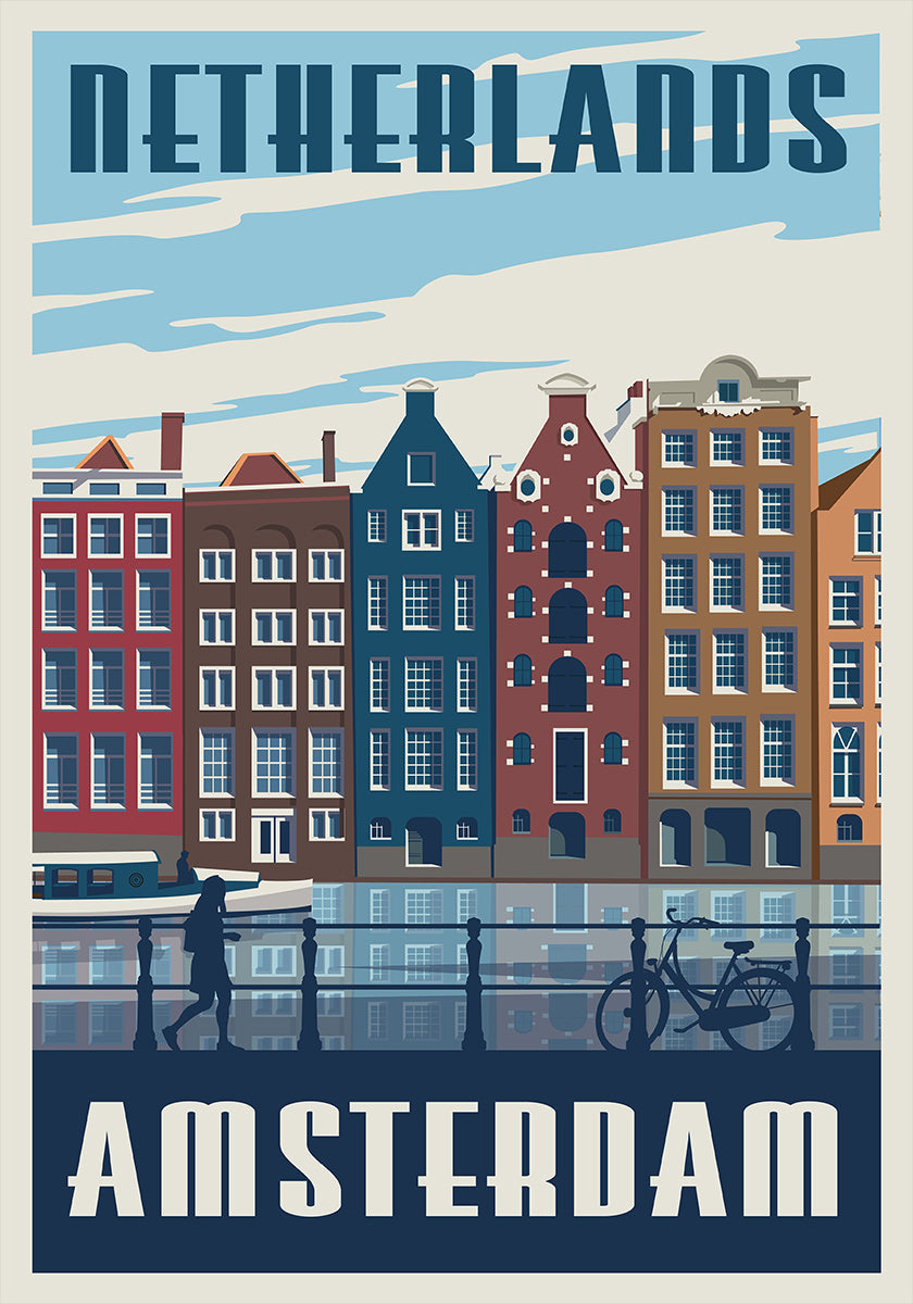 Pôster de impressão de viagem de Amsterdã
